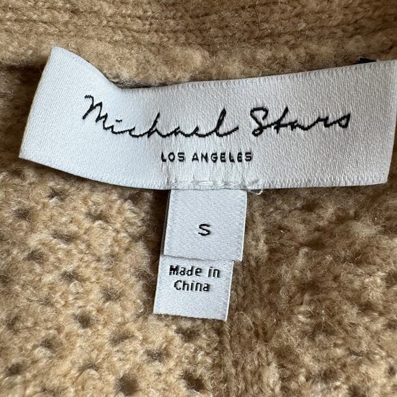 Michael Stars Cozy Open Knit Neutral Tan Cardigan Grandpa Sweater Small - Picture 3 of 9